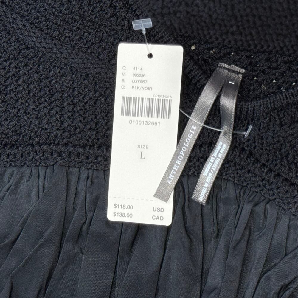 Anthropologie Black Crochet Knit Bubble Hem Swing Tank Top Size Large - Picture 4 of 8